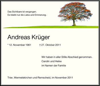 Todesanzeige von Krüger Andreas von Rheinische Post