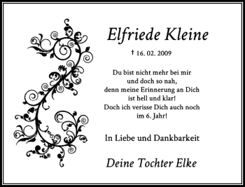 Todesanzeige von Elfriede Kleine von Rheinische Post