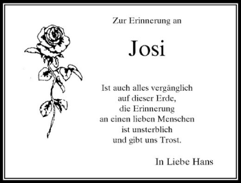 Todesanzeige von Josi  von Rheinische Post