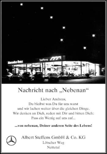 Todesanzeige von Andreas Schlun von Rheinische Post