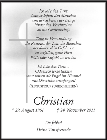 Todesanzeige von Christian Christian von Rheinische Post