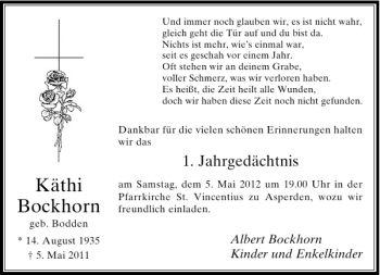Todesanzeige von Käthi Bockhorn von Rheinische Post