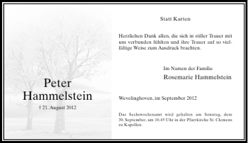 Todesanzeige von Peter Hammelstein von Rheinische Post