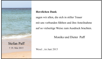 Todesanzeige von Stefan Paff von Rheinische Post