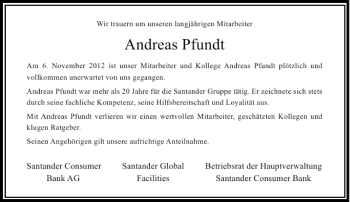 Todesanzeige von Andreas Pfundt von Rheinische Post
