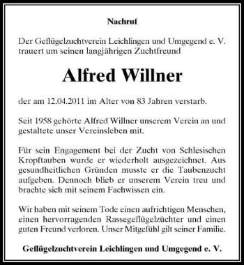 Todesanzeige von Nachruf Nachruf Der Geflügelzuchtverein Leichlingen und Umgegende.V.trauert um seinen langjährigen Zuchtfreund von Rheinische Post