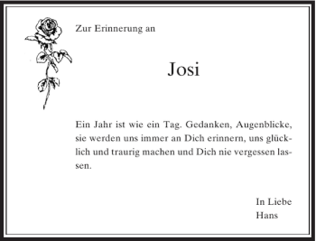Todesanzeige von Josi  von Rheinische Post