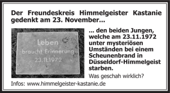 Todesanzeige von Freundeskreis Himmelgeister Kastanie gedenkt November  von Rheinische Post
