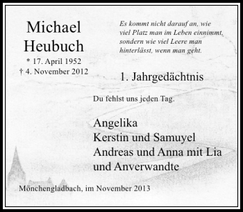 Todesanzeige von Michael Heubach von Rheinische Post