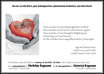 Todesanzeige von Mathilde und Heinrich Rogmann von Rheinische Post