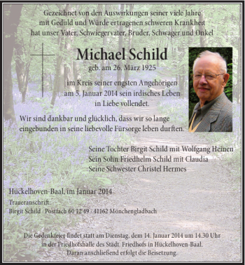 Todesanzeige von Schild Michael von Rheinische Post