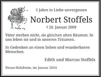 Todesanzeige von Stoffels Norbert von Rheinische Post