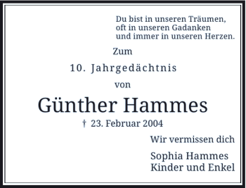 Todesanzeige von Günther Hammes von Rheinische Post