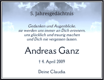 Todesanzeige von Andreas Ganz von Rheinische Post