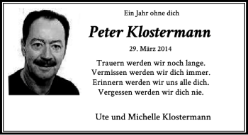 Todesanzeige von Klostermann Peter von Rheinische Post