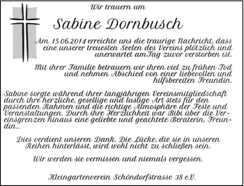 Todesanzeige von Kleingartenverein Schön von Rheinische Post