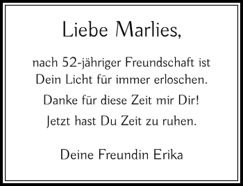 Todesanzeige von Marlies  von Rheinische Post