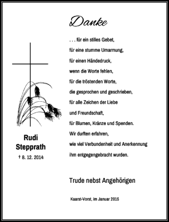 Todesanzeige von Rudi Stepprath von Rheinische Post