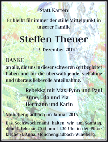 Todesanzeige von Steffen Theuer von Rheinische Post