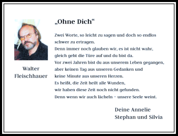 Todesanzeige von Annelie Stephan und Silvia Walter Fleischhauer von Rheinische Post