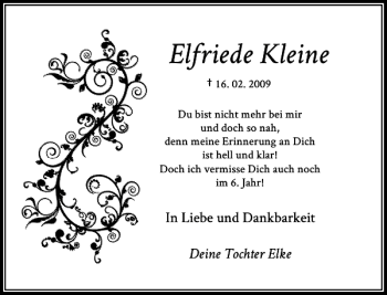 Todesanzeige von Elfriede Kleine von Rheinische Post