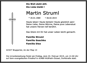Todesanzeige von Struml Martin von Rheinische Post