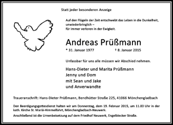 Todesanzeige von Andreas Prüßmann von Rheinische Post