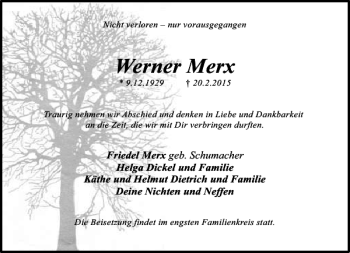 Todesanzeige von Merx Werner von Rheinische Post