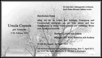 Todesanzeige von Coenen Ursula von Rheinische Post