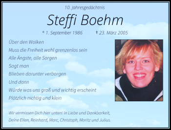 Todesanzeige von Boehm Steffi von Rheinische Post