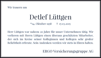 Todesanzeige von Lüttgen Detlef von Rheinische Post