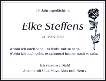 Todesanzeige von Steffens Elke von Rheinische Post