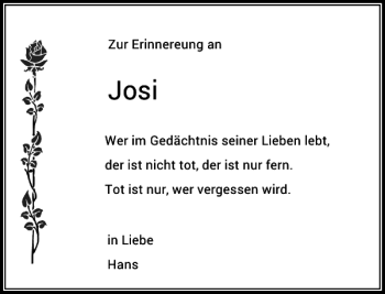 Todesanzeige von Josi  von Rheinische Post