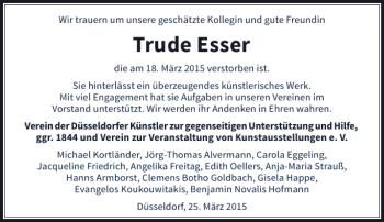 Todesanzeige von Trude Esser von Rheinische Post