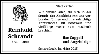 Todesanzeige von Schrandt Reinhold von Rheinische Post