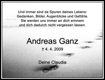 Todesanzeige von Ganz Andreas von Rheinische Post