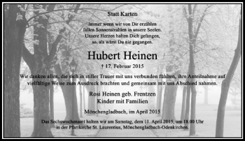 Todesanzeige von Heinen Hubert von Rheinische Post