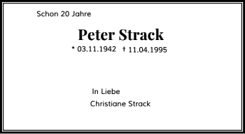 Todesanzeige von Strack Peter von Rheinische Post