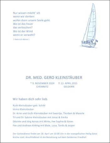 Todesanzeige von Kleinstäuber Gero von Rheinische Post