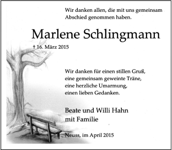 Todesanzeige von Schlingmann Marlene von Rheinische Post