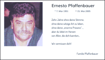 Todesanzeige von Pfaffenbauer Ernesto von Rheinische Post