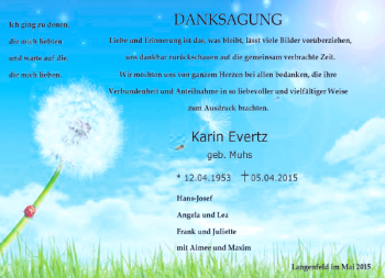 Todesanzeige von Evertz Karin von Rheinische Post