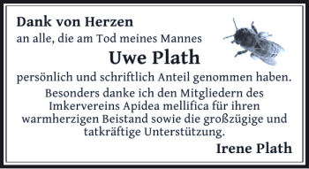 Todesanzeige von Plath Uwe von Rheinische Post