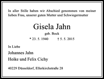 Todesanzeige von Jahn Gisela von Rheinische Post