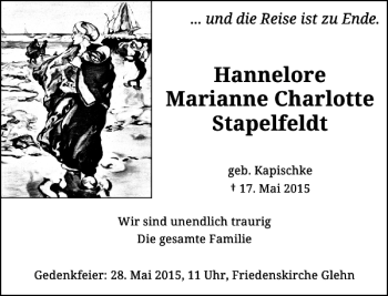Todesanzeige von HanneloreMarianne  von Rheinische Post