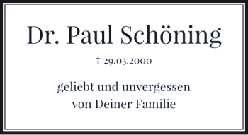 Todesanzeige von Paul Schöning Dr. von Rheinische Post