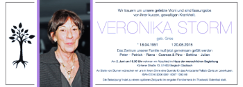 Todesanzeige von Storm Veronika von Rheinische Post