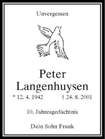 Todesanzeige von Peter Langenhuysen von Rheinische Post