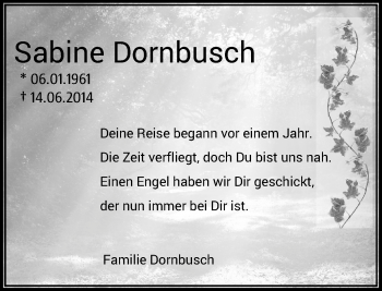 Todesanzeige von Sabine Dornbusch von Rheinische Post