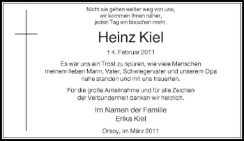 Todesanzeige von Heinz Kiel von Rheinische Post
